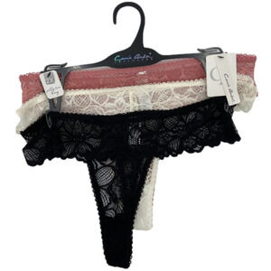 CARRIE Amber Intimates Women's 3 Pack Lace Thong Black Pink White Size 2X